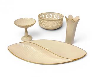 17 LenoxIvoryPorcelainVaseBowl24KGoldTrimServingDish