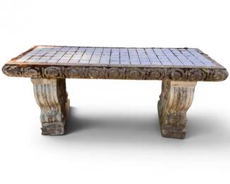 67 CementGardenBenchwTileInlayTop