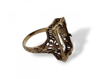 121 Antique14KWhiteGoldFiligreeRingSize5277g