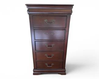 26 WoodLingerieChest5DrawerTallDresserDarkFinish