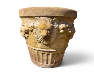 65 LargeCementGardenPlanterLionHeadUrnStyle