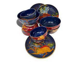 66 WilliamsSonomaDragonPhoenixRamenBowlsPlates