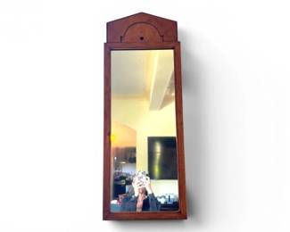 73 VintageArtDecoStyleWoodWallMirrorwArchedPedimentTop