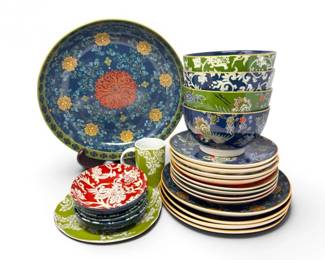 99 WilliamsSonomaMixedDinnerwareSetHavanaGardenCraneDesign