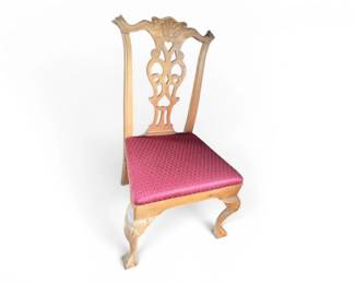 32 CustomUpholsteredCarvedWoodSideChairwClawFeetLarge