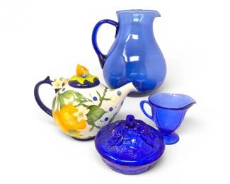 54 BlueSkyClayworksJMcCallLemonTeapotCobaltBluePitcher