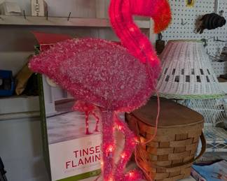 Lit Tinsel Flamingo