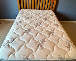 Full size bed frame, mattress, and box springs