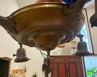 Lot 52: Brass Pan Light Chandelier