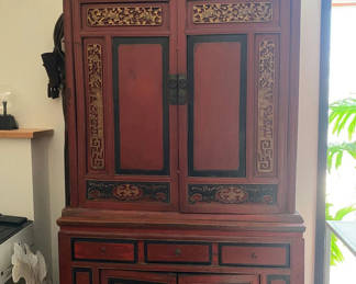 Lot 64: Chinese Red and Gold Lacquered Cabinet