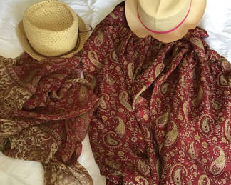 Lot 155: Straw hats and paisley scarves