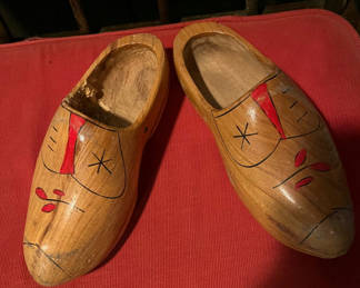 Lot 171: Pair of wooden decorative clogs