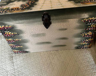 Lot 124: crackled‑finish  storage trunk