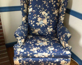 Lot 84: Blue Floral Upholstered Armchair