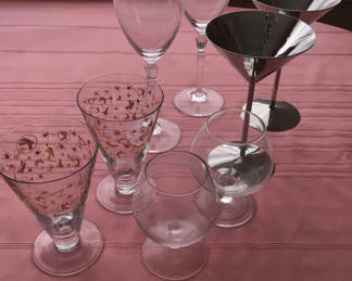 Lot 8: Assorted glassware and metal stemware