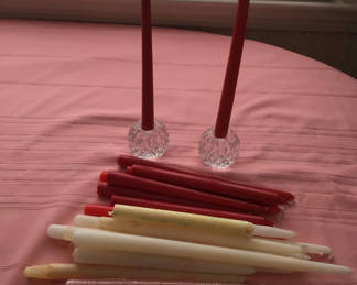 Lot 15: Assorted taper candles with crystal candle holders