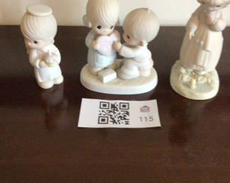 Lot 115: Precious Moments Pastel porcelain figurine set featuring children