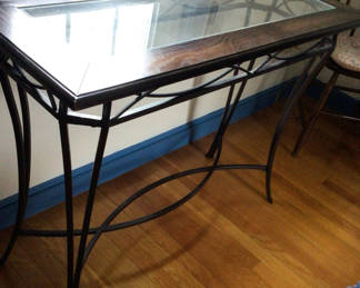 Lot 79: Glass-top metal console table
