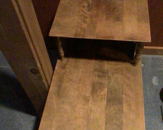 Lot 168: Two-tier wooden tables with turned legs