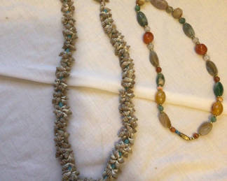 Lot 137: Shell bead necklace and colorful beaded necklace