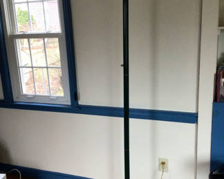 Lot 83: Tall green floor lamp with bowl shadblue 