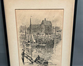 Lot 21: Emile A. Gruppe Charcoal Lithograph 