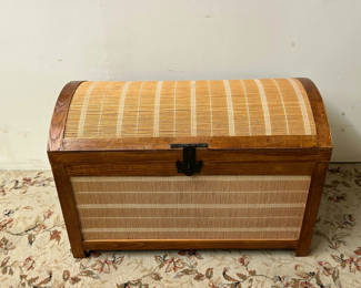 Lot 39: Dome Top Rattan and Wood Trunk 
