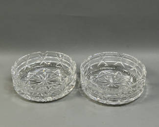 Lot 17: Vintage Solid Cut Crystal Glass Ashtrays 