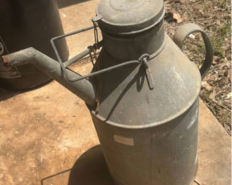Lot 228: Vintage galvanized milk can with spout and lid