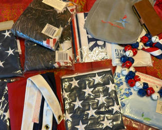 Lot 112: Patriotic star-patterned textiles and bell garland