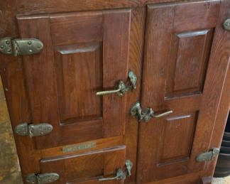 Lot 113: Antique wooden icebox cabinet