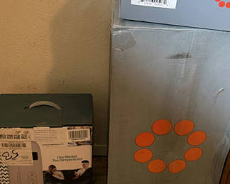 Lot 107: Queen-size heated blanket boxes and a beaded crystal chandelier