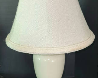 Lot 19: Fabric-shade table lamp and copper hurricane lantern