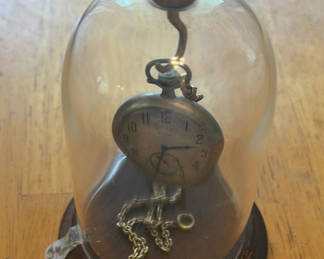 Lot 283: Antique pocket watch under glass dome