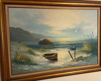 Lot 103: Pair of Large Landscape Paintings in Ornate Frames