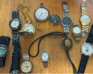 Lot 271: Assorted wristwatches, pocket watches, and jewelry