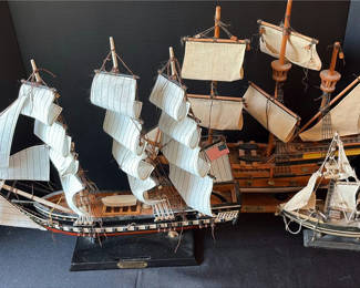 Lot 15: Collection of Wooden Sailing Ship Models (Mayflower and USS Constitution)