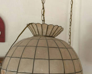 Lot 140: Hanging scalloped glass pendant lamp