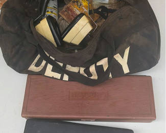 Lot 202: Assorted tools, safety gear, and vintage memorabilia