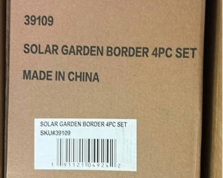 Lot 35: Solar Garden Border 4-Piece Set, Solar Rope Lights, and Christmas Ornament