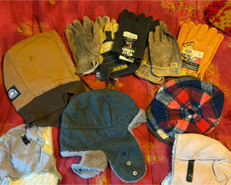 Lot 110: Winter hats, gloves, and scarf assortment