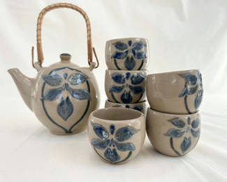 Lot 111: Mid Century Stoneware Tea Set