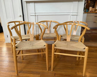 Lot 113: Danish Modern Wishbone Style Dining Chairs