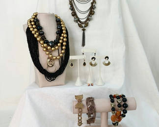 Lot 125: Costume Jewelry Gold, Black and Browns