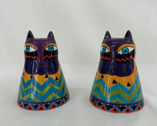 Lot 129: Laurel Burch Cat Candlesticks