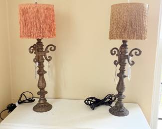 Vintage beaded shade lamps
