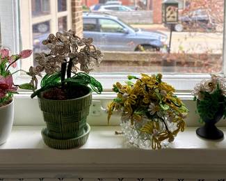 French Beaded Flower Pots