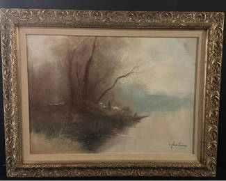 Lot 416: Landscape oil painting by Fontana