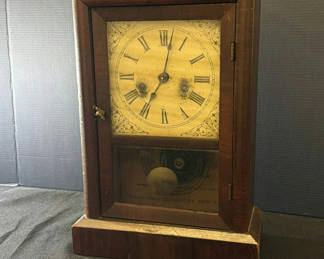 Lot 13: Antique wooden clock