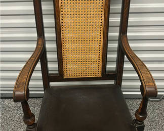 Lot 305: Wooden Armchair with Cane Back